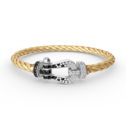 [Marins]FORCE LARGE HORSESHOE BLACK WHITE DIAMOND BRACELET SILVER