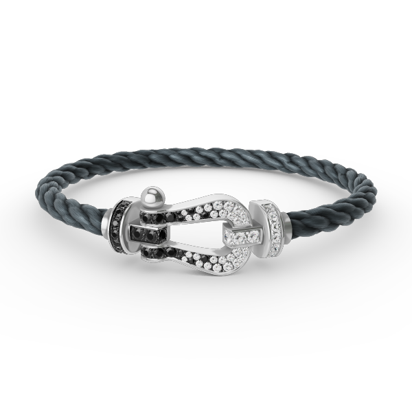 [Marins]FORCE LARGE HORSESHOE BLACK WHITE DIAMOND BRACELET SILVER