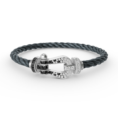 [Marins]FORCE LARGE HORSESHOE BLACK WHITE DIAMOND BRACELET SILVER