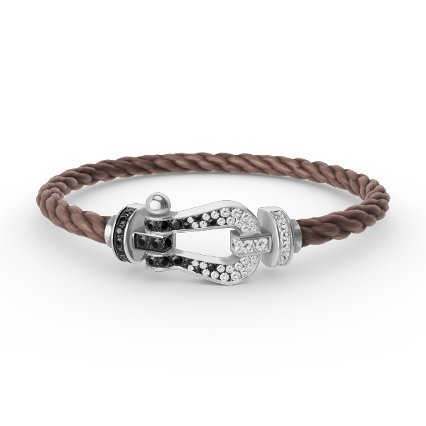 [Marins]FORCE LARGE HORSESHOE BLACK WHITE DIAMOND BRACELET SILVER