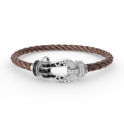 [Marins]FORCE LARGE HORSESHOE BLACK WHITE DIAMOND BRACELET SILVER