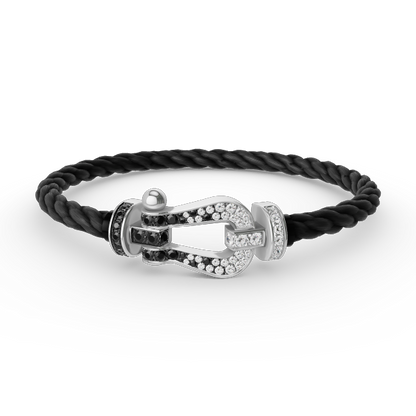 [Marins]FORCE LARGE HORSESHOE BLACK WHITE DIAMOND BRACELET SILVER