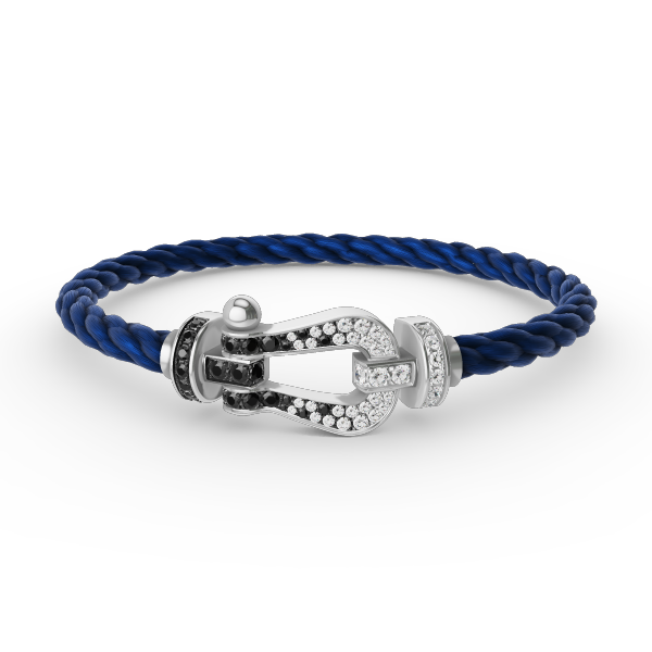 [Marins]FORCE LARGE HORSESHOE BLACK WHITE DIAMOND BRACELET SILVER