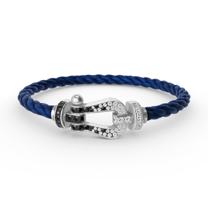 [Marins]FORCE LARGE HORSESHOE BLACK WHITE DIAMOND BRACELET SILVER