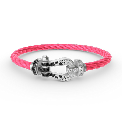 [Marins]FORCE LARGE HORSESHOE BLACK WHITE DIAMOND BRACELET SILVER