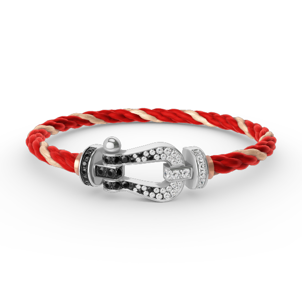 [Marins]FORCE LARGE HORSESHOE BLACK WHITE DIAMOND BRACELET SILVER