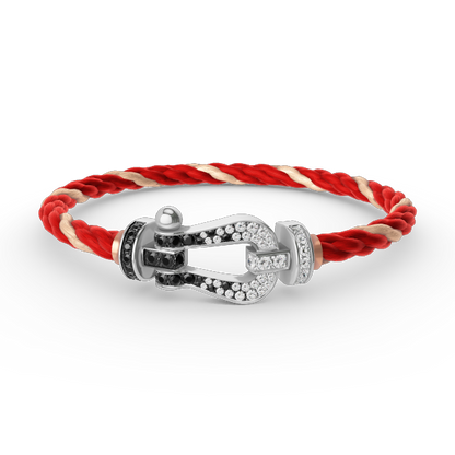 [Marins]FORCE LARGE HORSESHOE BLACK WHITE DIAMOND BRACELET SILVER