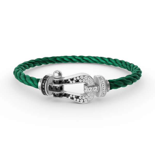 [Marins]FORCE LARGE HORSESHOE BLACK WHITE DIAMOND BRACELET SILVER