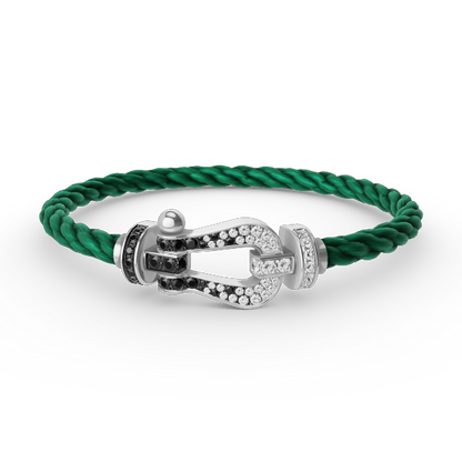 [Marins]FORCE LARGE HORSESHOE BLACK WHITE DIAMOND BRACELET SILVER
