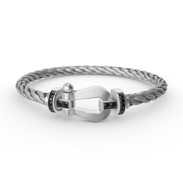 [Marins]FORCE LARGE HORSESHOE BLACK DIAMOND BRACELET SILVER