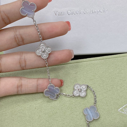 [Marins] CLOVER 5 MOTIF PURPLE CHALCEDONY BRACELET COLLECTION