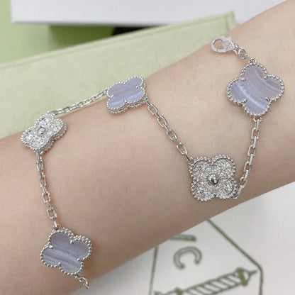 [Marins] CLOVER 5 MOTIF PURPLE CHALCEDONY BRACELET COLLECTION