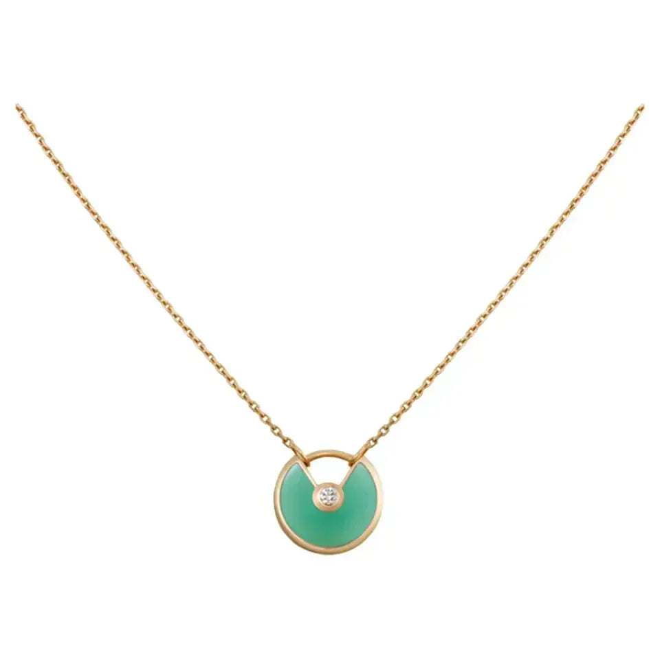 [Marins]AMULETTE GOLD MALACHITE NECKLACE