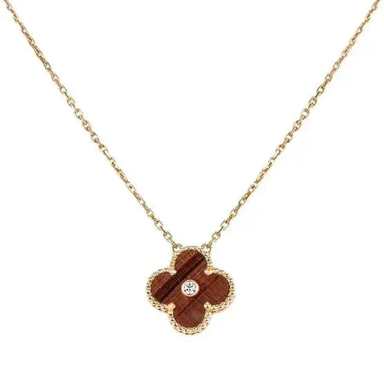 [Marins]CLOVER 15MM DIAMOND AND YELLOW TIGER'S EYE AGATE necklace