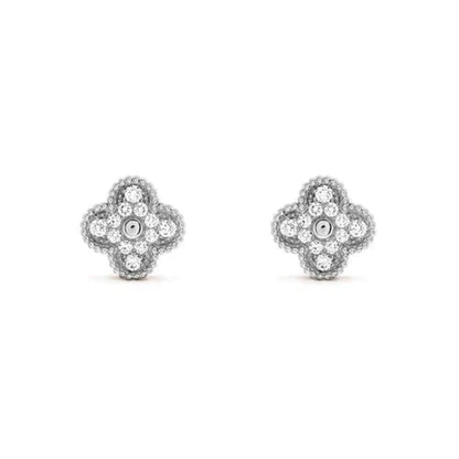 [Marins]CLOVER 1 MOTIFS DIAMOND STUD EARRINGS SILVER