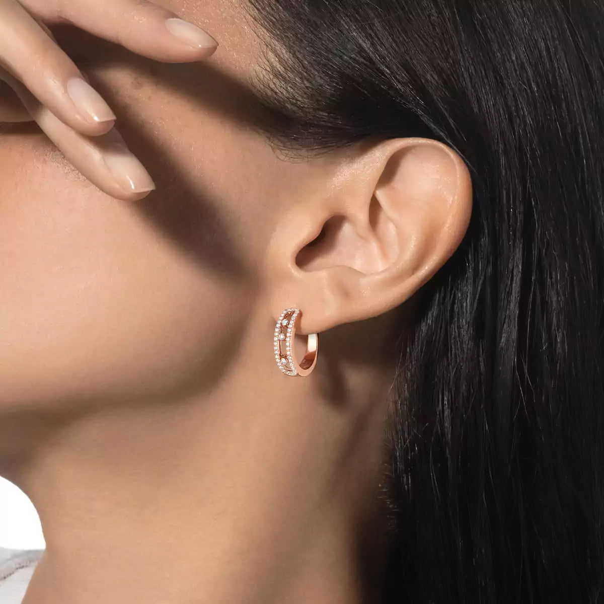 [Marins]Diamond Pave_ Hoop Earrings Move