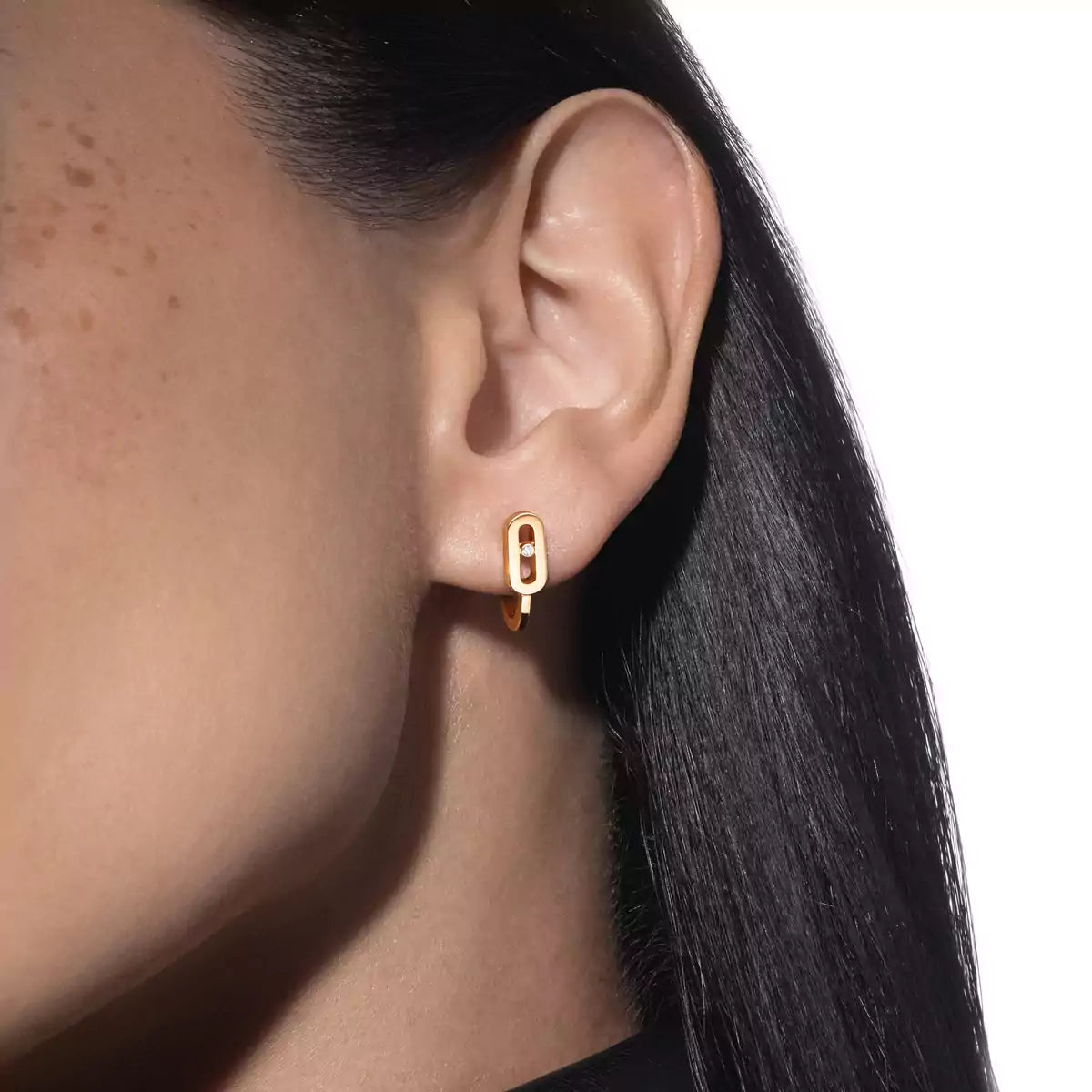 [Marins]Diamond Mini Hoop Earrings Move Classique