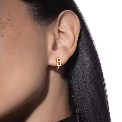 [Marins]Diamond Mini Hoop Earrings Move Classique