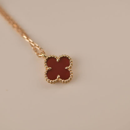 [Marins]CLOVER MINI 9.5MM WHITE CARNELIANS NECKLACE