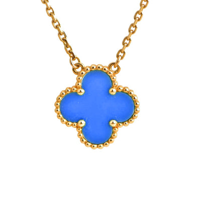 [Marins]CLOVER 15MM BLUE AGATE NECKLACE