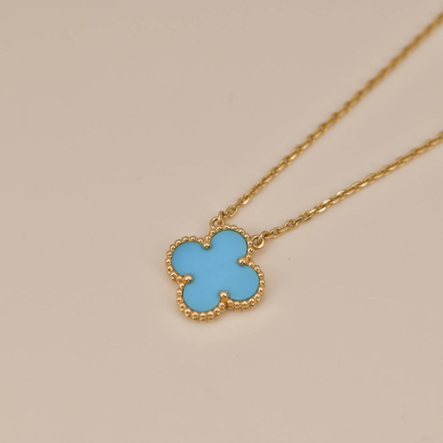 [Marins]CLOVER 15MM VINTAGE TURQUOISE NECKLACE