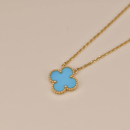 [Marins]CLOVER 15MM VINTAGE TURQUOISE NECKLACE