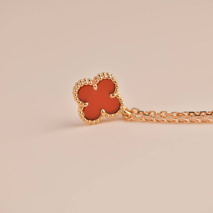 [Marins]CLOVER MINI 9.5MM WHITE CARNELIANS NECKLACE