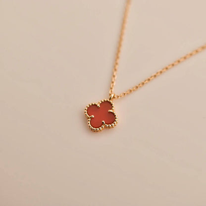 [Marins]CLOVER MINI 9.5MM WHITE CARNELIANS NECKLACE