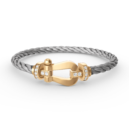 [Marins]FORCE LARGE HORSESHOE HALF DIAMOND BRACELET GOLD