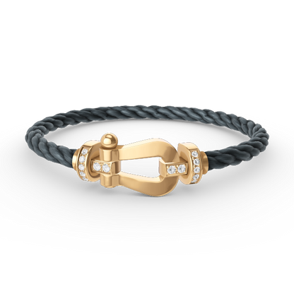 [Marins]FORCE LARGE HORSESHOE HALF DIAMOND BRACELET GOLD