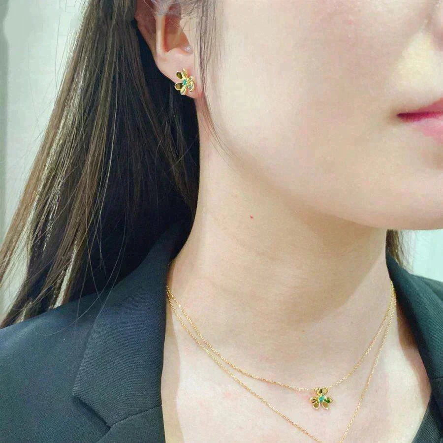 [Marins]FRIVOLE  FLOWER MALACHITE EARRINGS