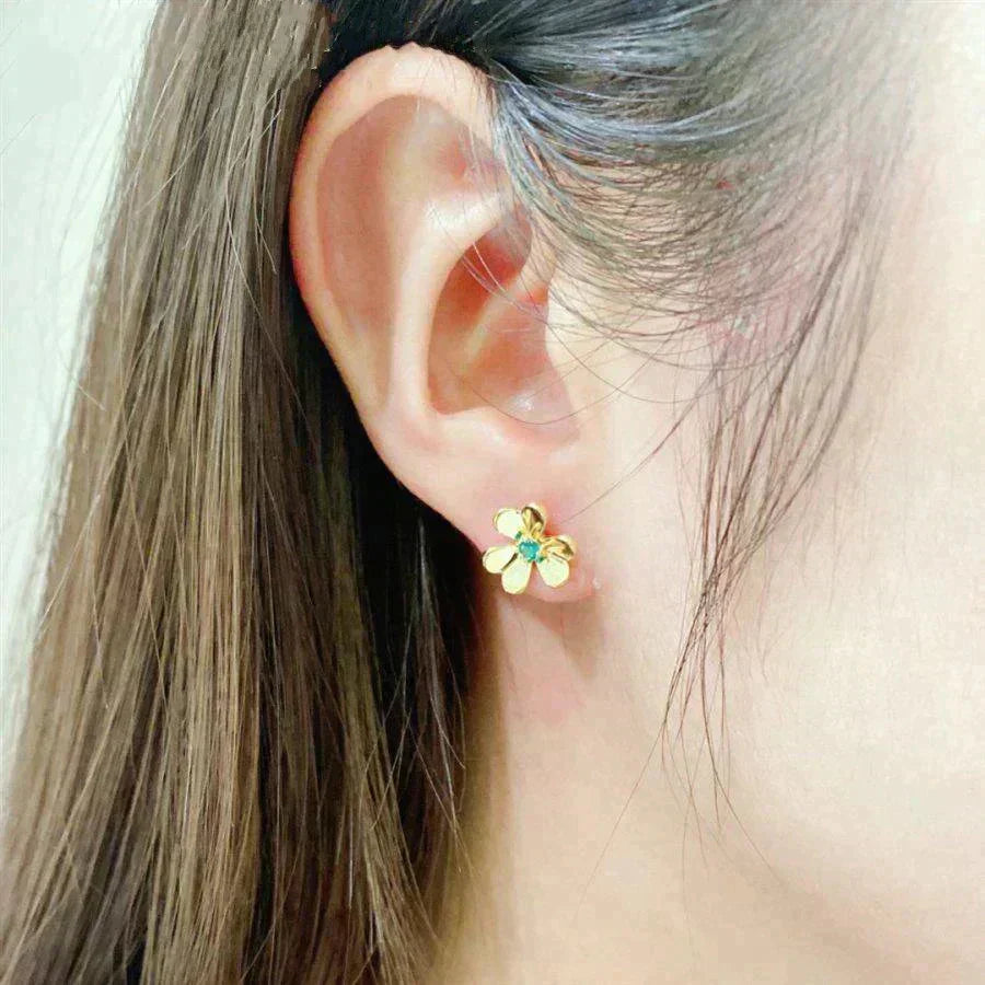[Marins]FRIVOLE  FLOWER MALACHITE EARRINGS