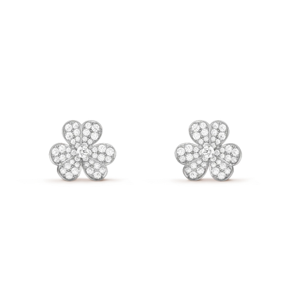 [Marins]FRIVOLE SILVER FLOWER DIAMOND EARRINGS