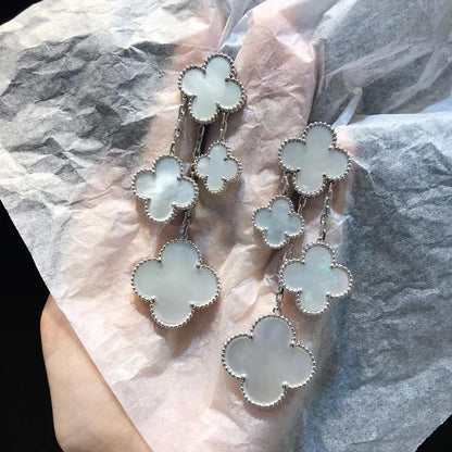 [Marins]CLOVER EARRINGS WHITE MOP 4 MOTIFS SILVER