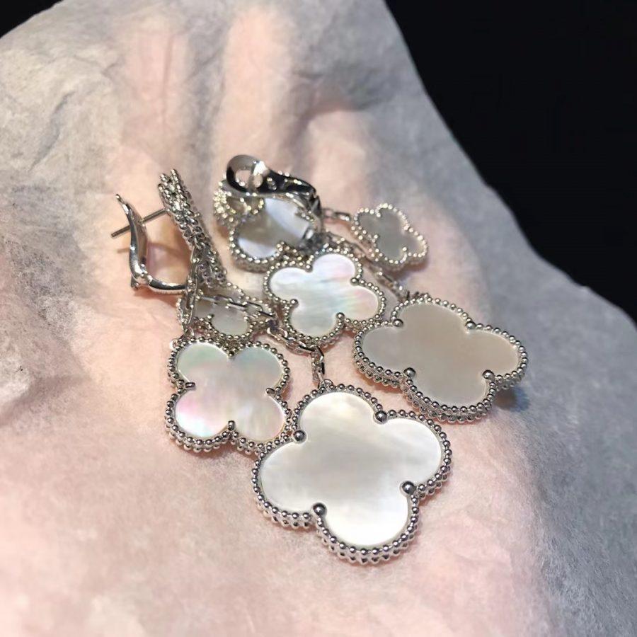 [Marins]CLOVER EARRINGS WHITE MOP 4 MOTIFS SILVER