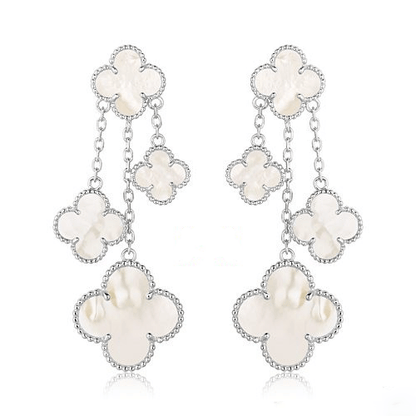 [Marins]CLOVER EARRINGS WHITE MOP 4 MOTIFS SILVER