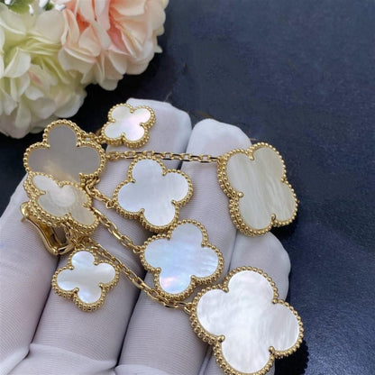 [Marins]CLOVER EARRINGS WHITE MOP 4 MOTIFS GOLD