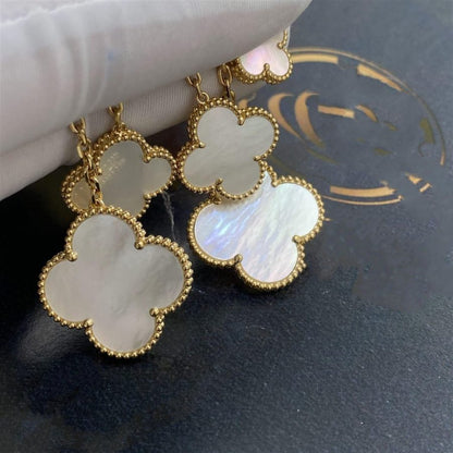 [Marins]CLOVER EARRINGS WHITE MOP 4 MOTIFS GOLD