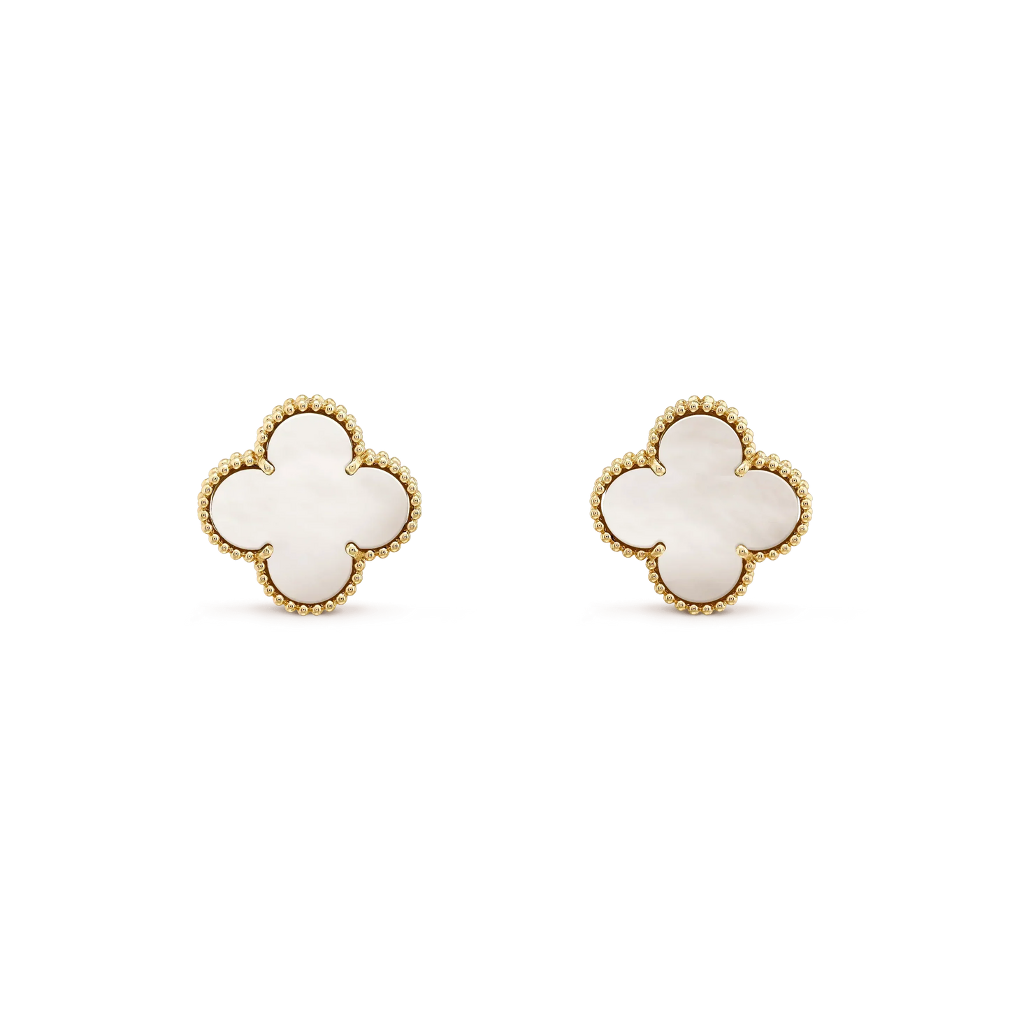 [Marins]CLOVER MEDIUM 1 MOTIFS  WHITE MOP STUD EARRINGS