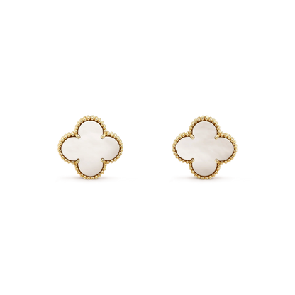 [Marins]CLOVER MEDIUM 1 MOTIFS  WHITE MOP STUD EARRINGS