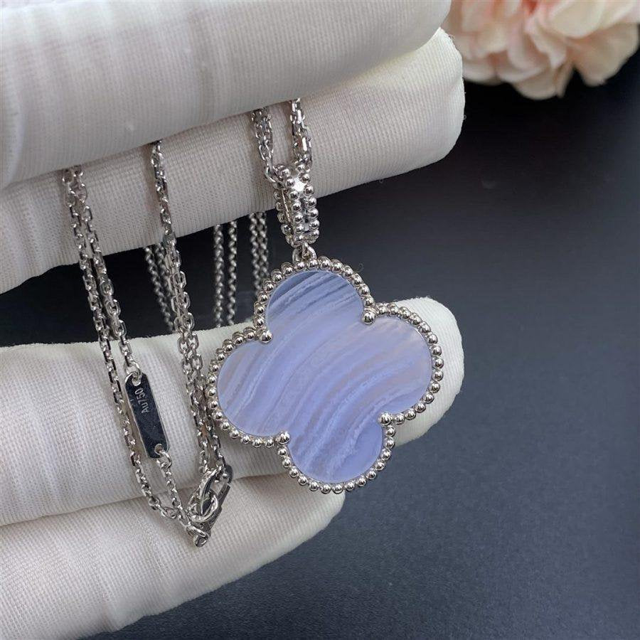 [Marins]CLOVER SILVER CHALCEDONY BIG CLOVER NECKLACE
