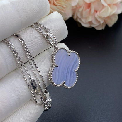 [Marins]CLOVER SILVER CHALCEDONY BIG CLOVER NECKLACE