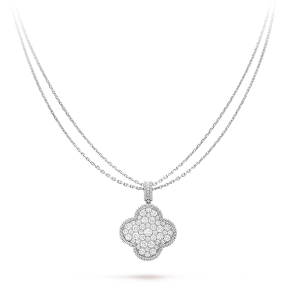 [Marin-Bijoux]COLLIER TRÈFLE 25MM ARGENT GRAND TRÈFLE ENTIÈREMENT SERTI DE DIAMANTS