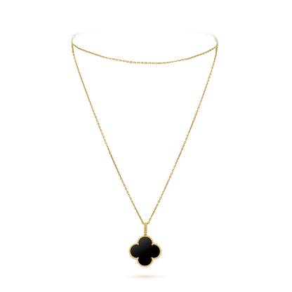 [Marins]CLOVER 25MM GOLD ONYX BIG CLOVER NECKLACE