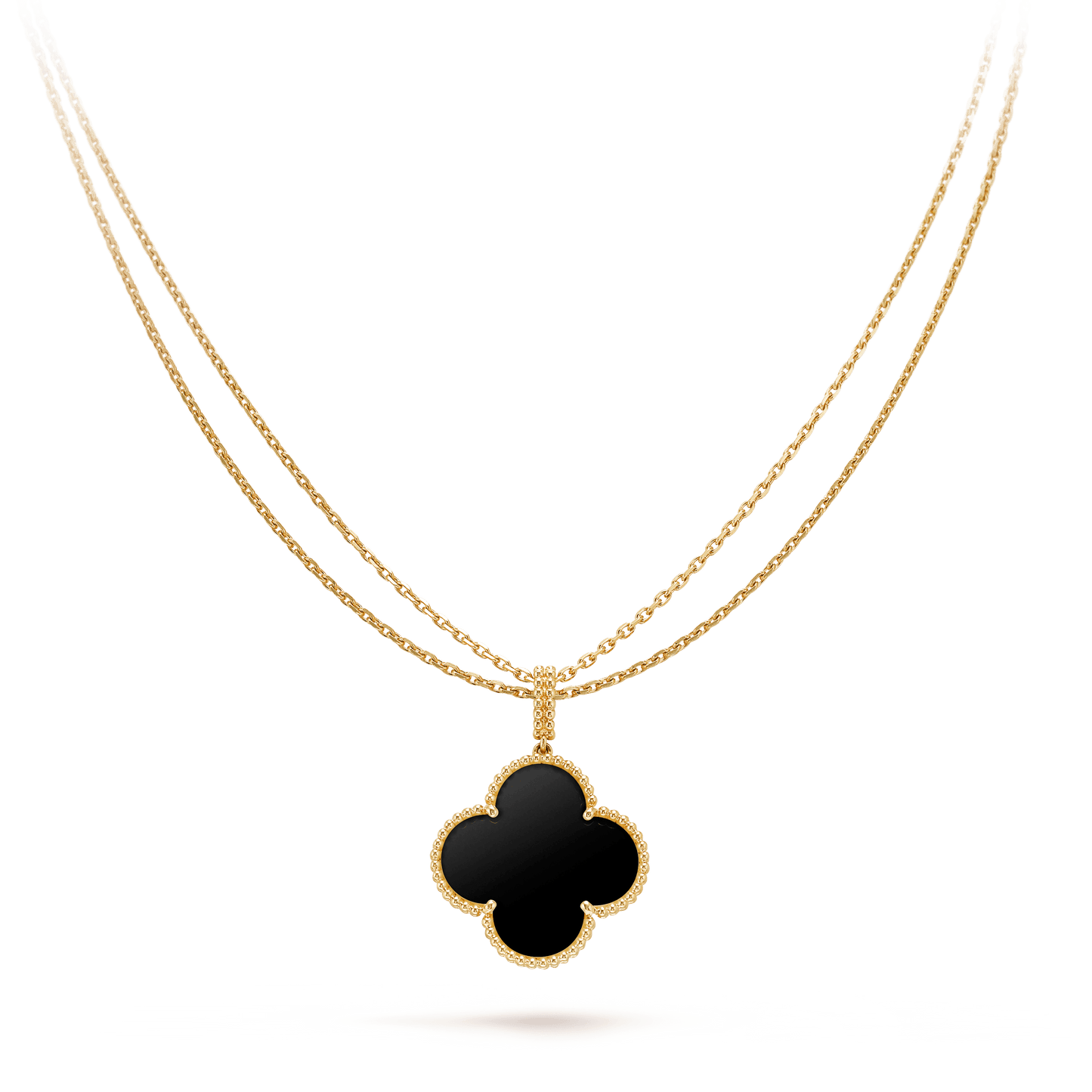[Marins]CLOVER 25MM GOLD ONYX BIG CLOVER NECKLACE