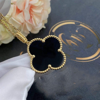 [Marins]CLOVER 25MM GOLD ONYX BIG CLOVER NECKLACE