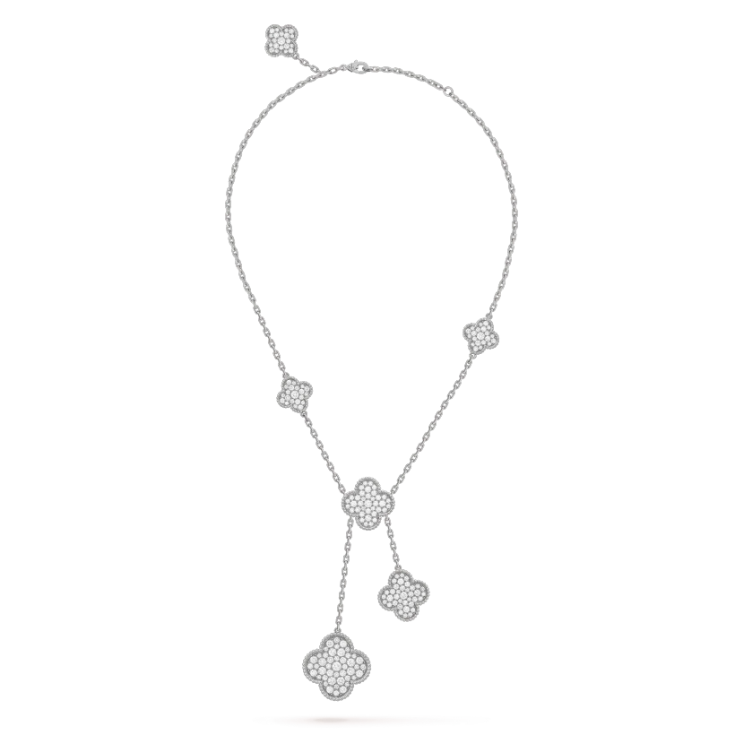 [Marins]CLOVER 5 MOTIFS SILVER DIAMONDS NECKLACE