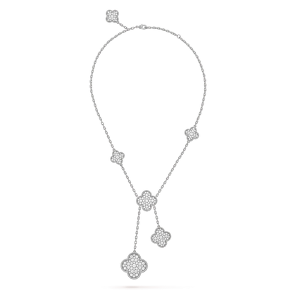 [Marins]CLOVER 5 MOTIFS SILVER DIAMONDS NECKLACE