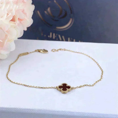 [Marin-Jewelry]CLOVER  CARNELIAN SINGLE FLOWER BRACELET