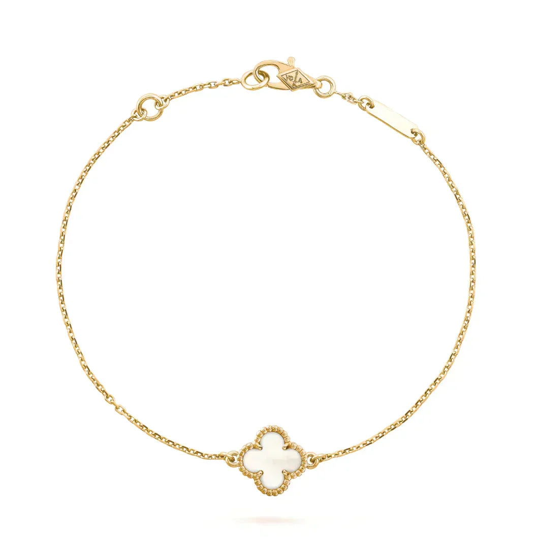 [Marins]CLOVER WHITE MOP SINGLE FLOWER BRACELET